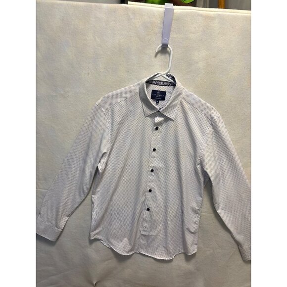 ConStruct Slim Fit Mens Dress Shirt M White Polka Dot Pattern Long Sleeve - Picture 1 of 10